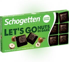 Тёмный шоколад Schogetten LETS GO NUTS IN DARK "Фундук" 100 гр